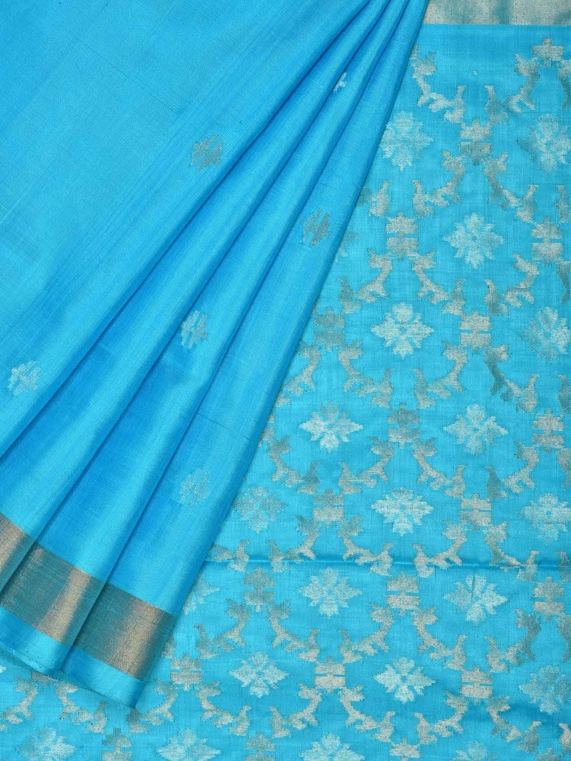 Light Blue Uppada Silk Handloom Saree with Jamdani Pallu Design u1582