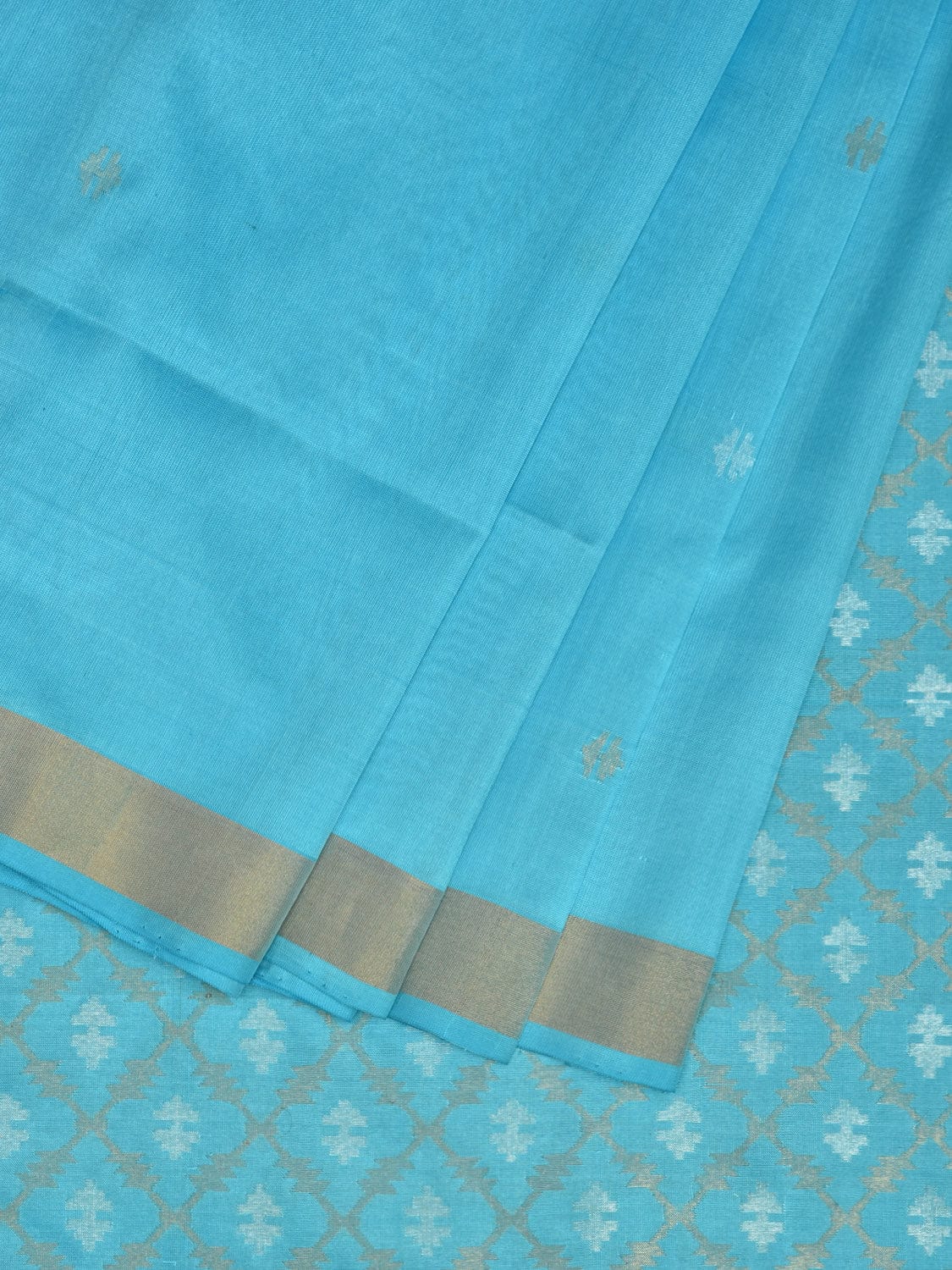 Light Blue Uppada Silk Handloom Saree with Jamdani Pallu Design u2252