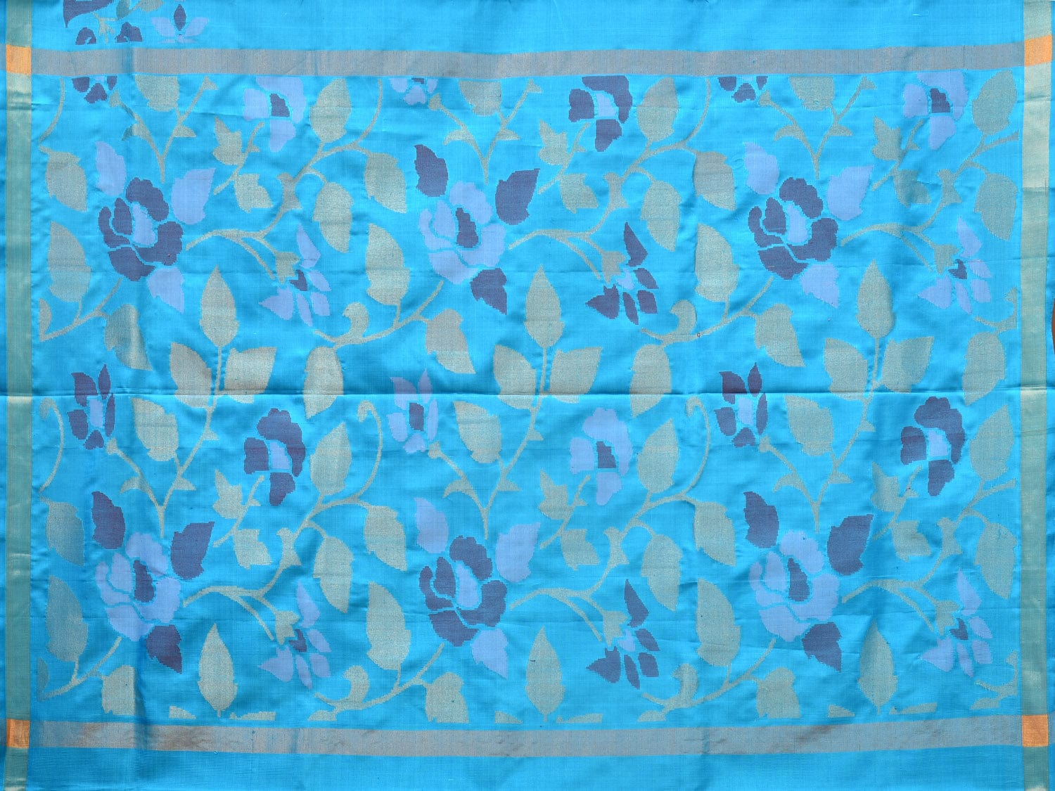 Light Blue Uppada Silk Handloom Saree with One Side Peacocks Border Design u2103
