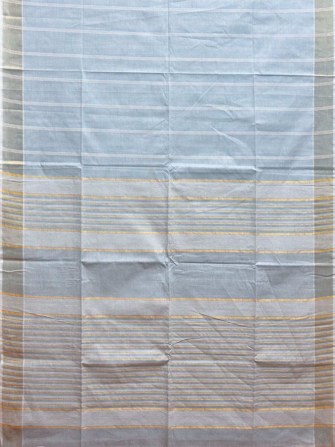 Light Blue Venkatagiri Cotton Saree with Strips Body and Pallu Design v0098