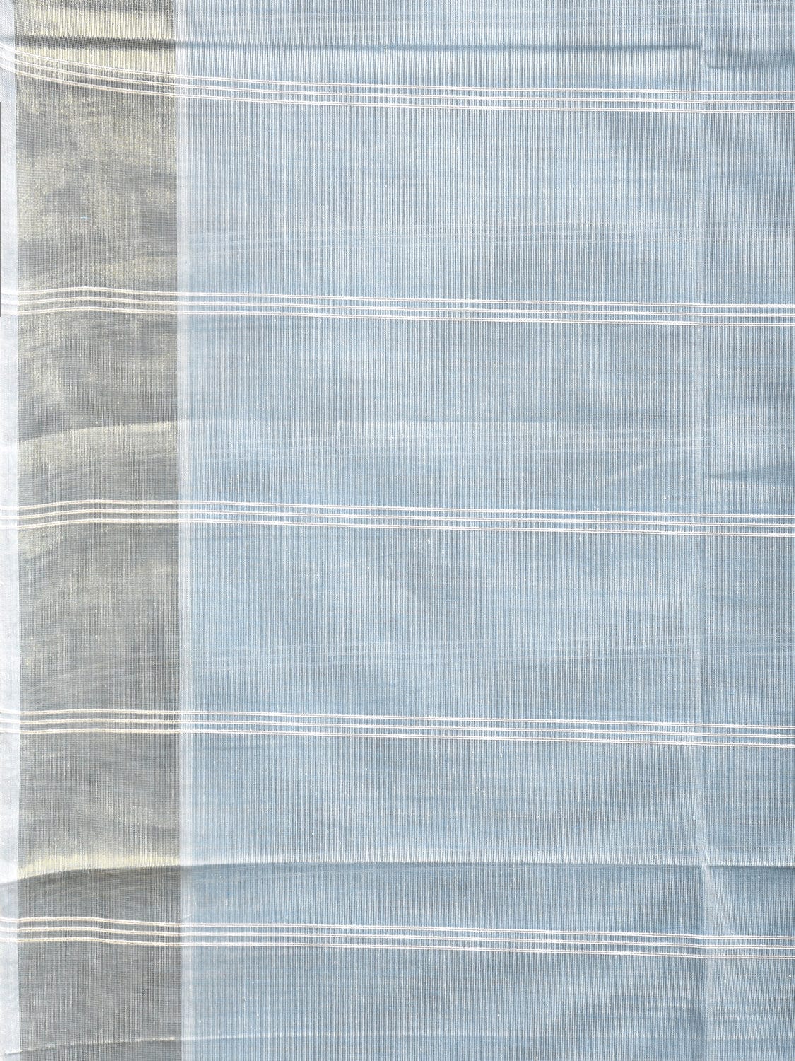 Light Blue Venkatagiri Cotton Saree with Strips Body and Pallu Design v0098