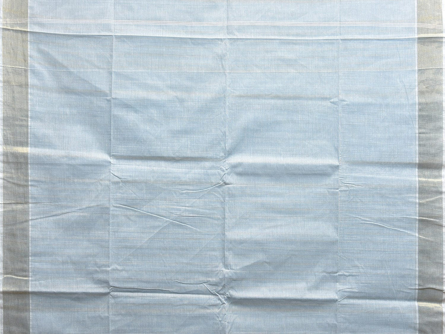 Light Blue Venkatagiri Cotton Saree with Strips Body and Pallu Design v0098