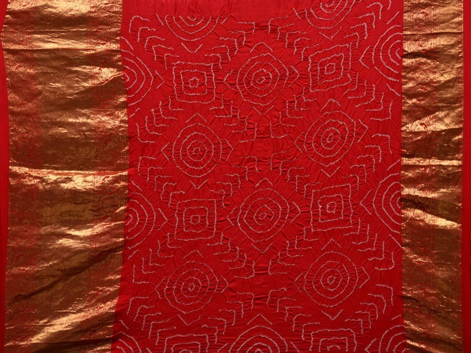 Light Brown and Red Kalamkari Hand Painted Kanchipuram Silk Handloom Saree with Floral and Bandhani Pallu-Blouse Design KL0537