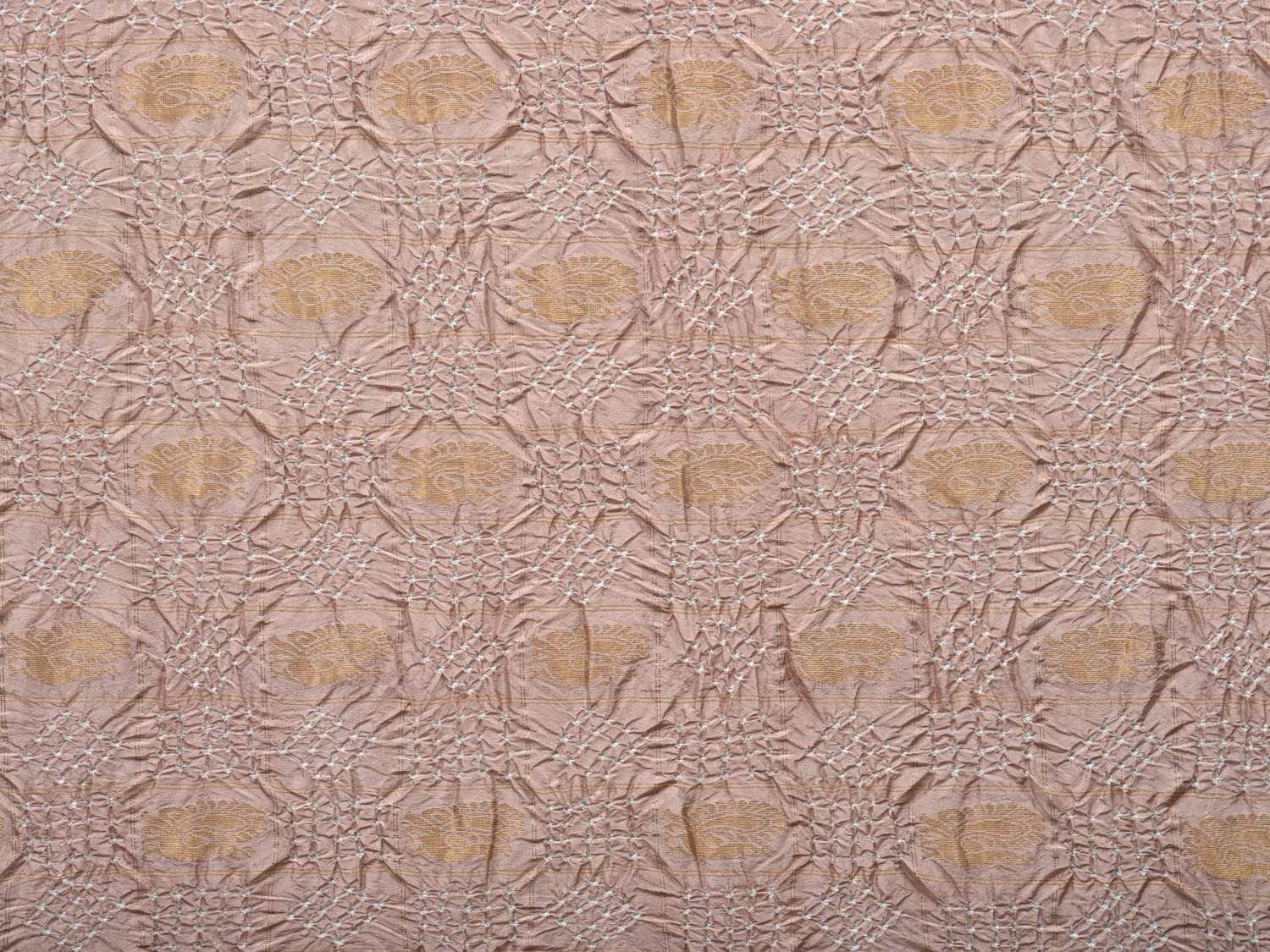 Light Brown Bandhani Paithani Silk Handloom Saree with Bird Buta Design bn0265