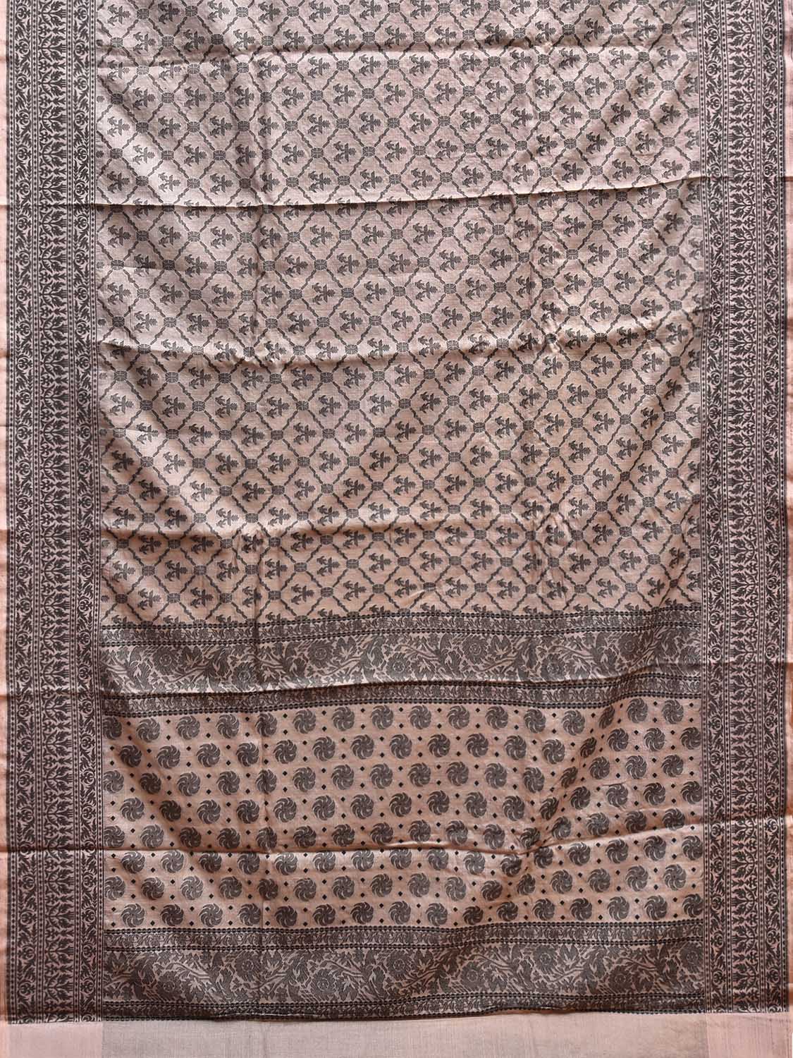 Light Brown Cut Work Tussar Cotton Saree with All Over Jamdani Style Design o0577
