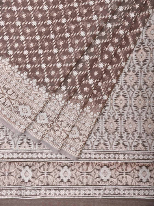 Light Brown Dhakai Jamdani Cotton Viscose Saree with Grill and Border Design dj0099