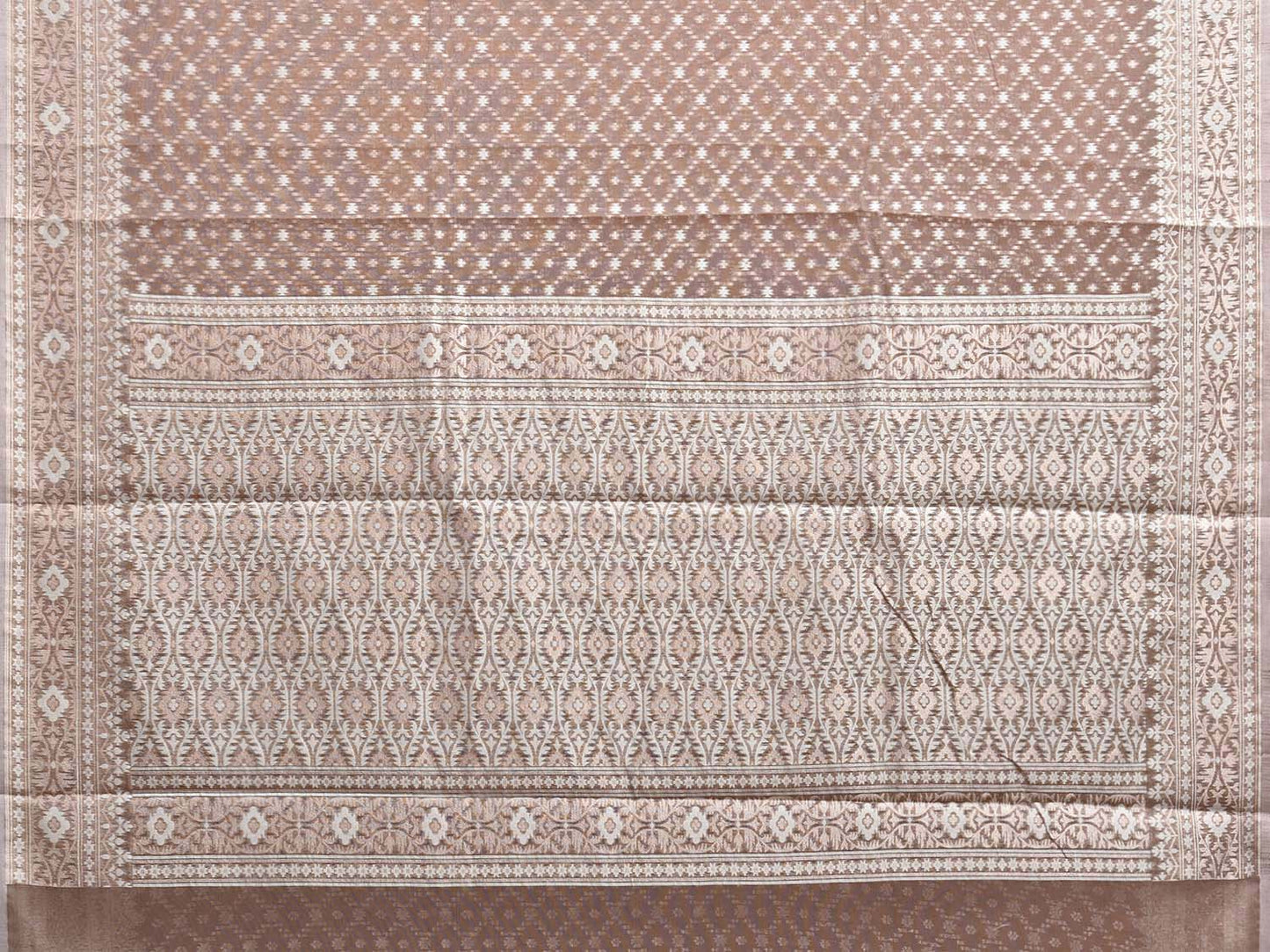 Light Brown Dhakai Jamdani Cotton Viscose Saree with Grill and Border Design dj0099