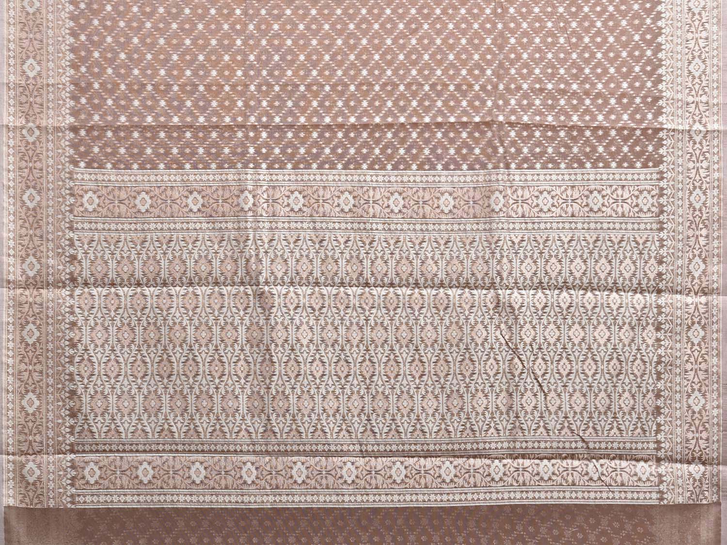Light Brown Dhakai Jamdani Cotton Viscose Saree with Grill and Border Design dj0099