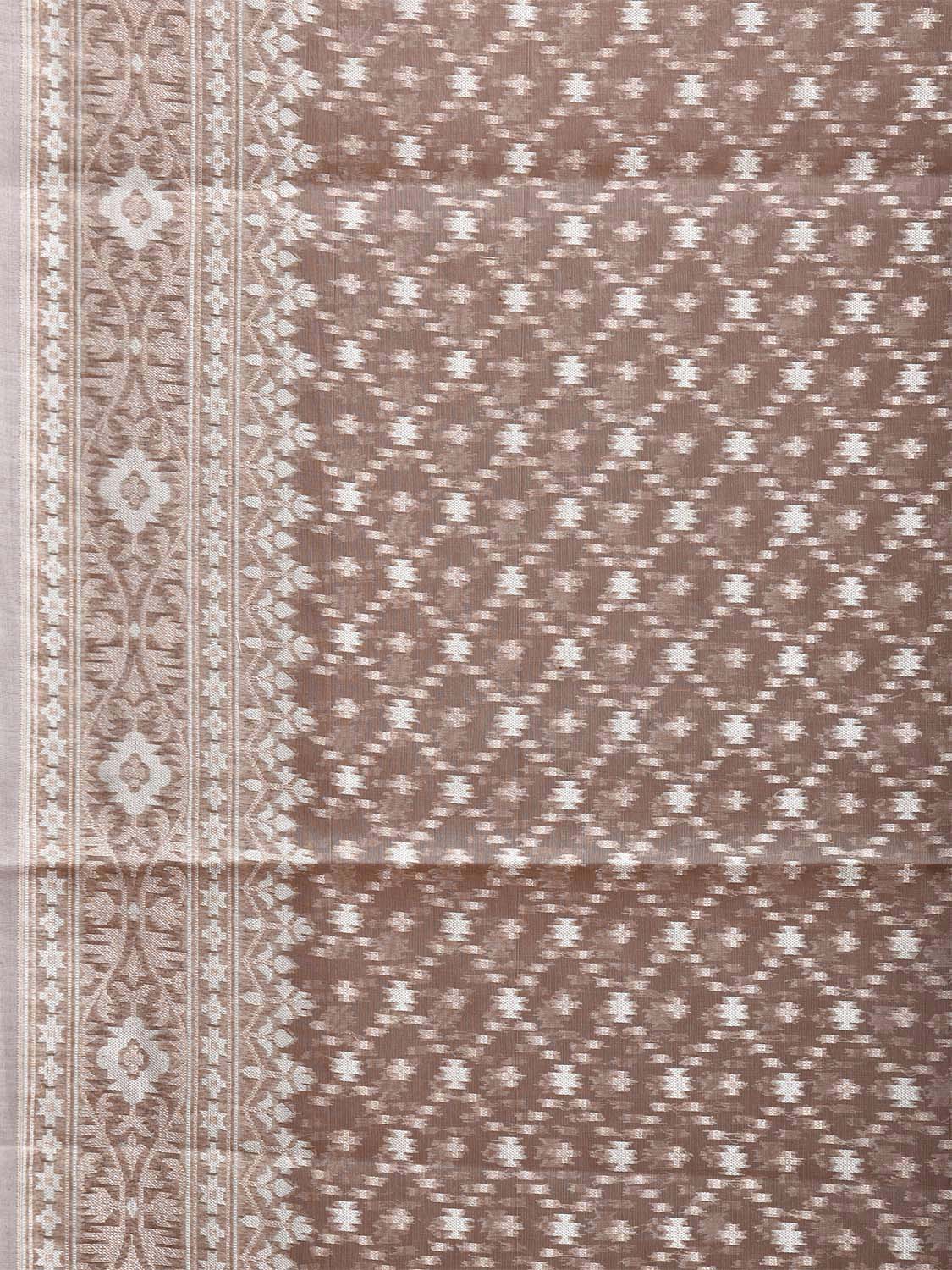 Light Brown Dhakai Jamdani Cotton Viscose Saree with Grill and Border Design dj0099