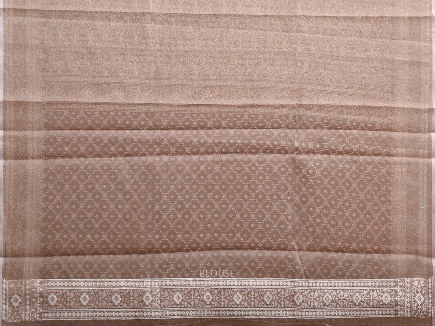 Light Brown Dhakai Jamdani Cotton Viscose Saree with Grill and Border Design dj0099