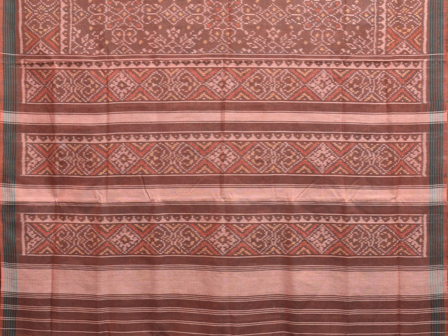 Light Brown Ikat Cotton Handloom Saree with All Over and Border Design i0850