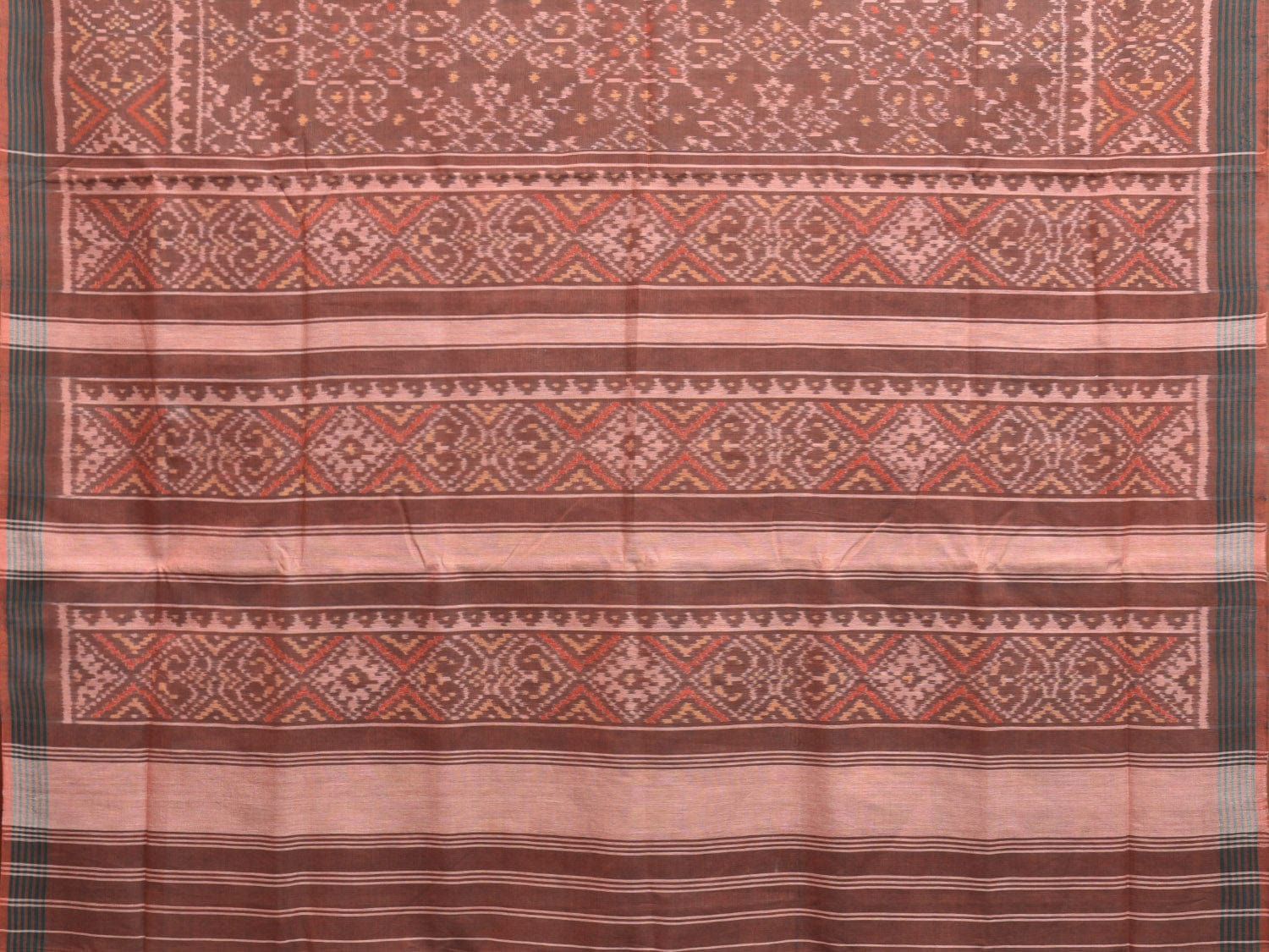 Light Brown Ikat Cotton Handloom Saree with All Over and Border Design i0850
