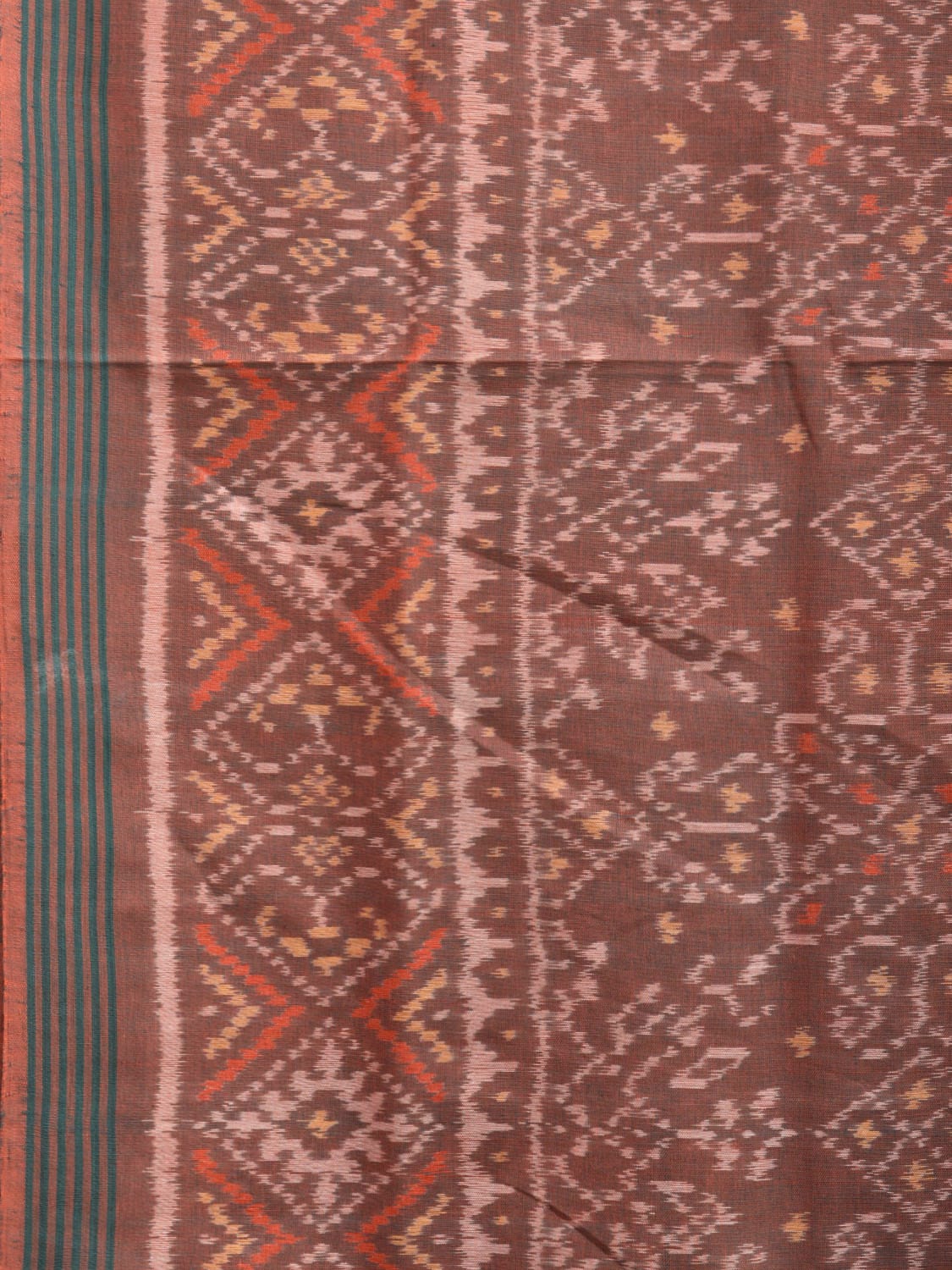 Light Brown Ikat Cotton Handloom Saree with All Over and Border Design i0850