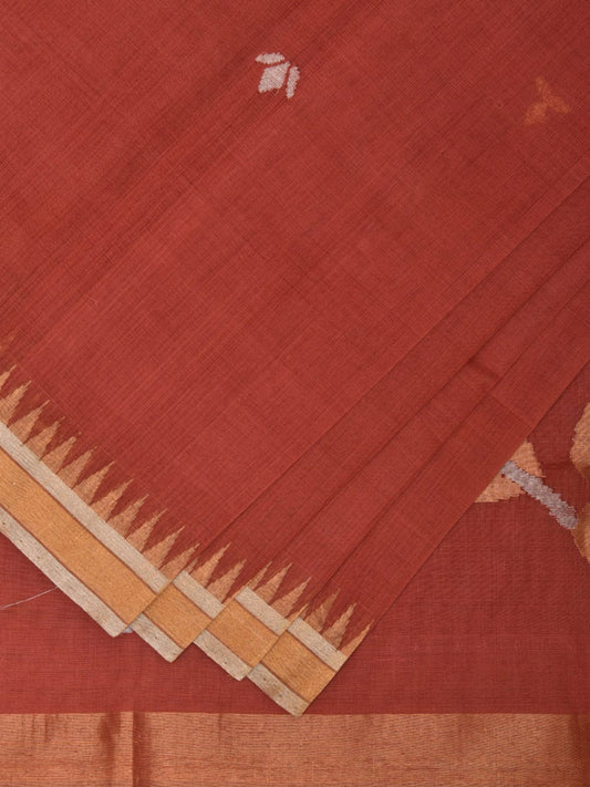 Light Brown Khadi Cotton Handloom Saree with Floral Pallu Design kh0671