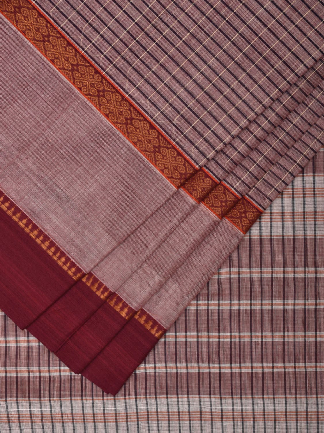 Light Brown Narayanpet Cotton Handloom Saree with Big Border Design No Blouse np0905