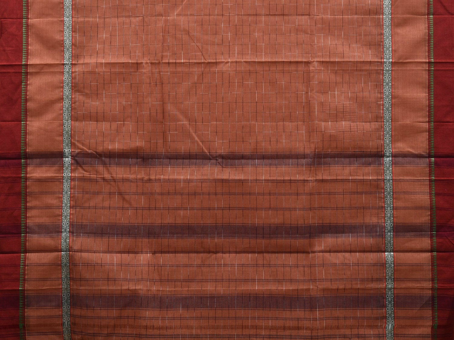 Light Brown Narayanpet Cotton Handloom Saree with Checks Design No Blouse np0522