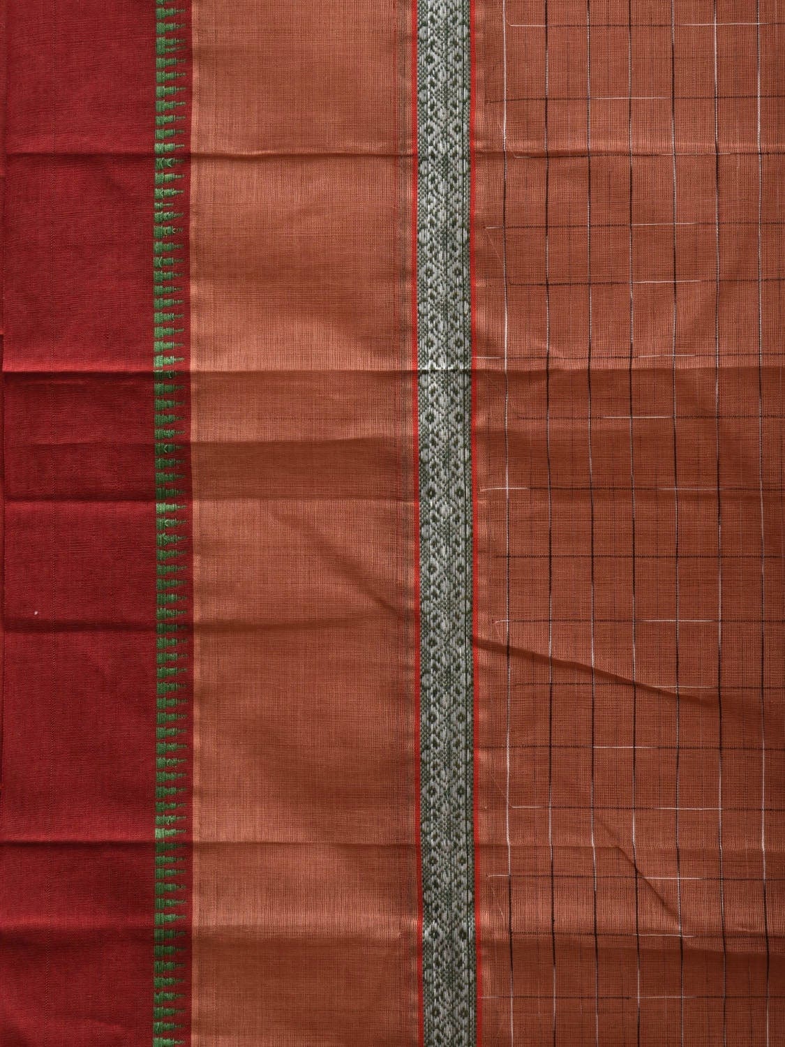 Light Brown Narayanpet Cotton Handloom Saree with Checks Design No Blouse np0522