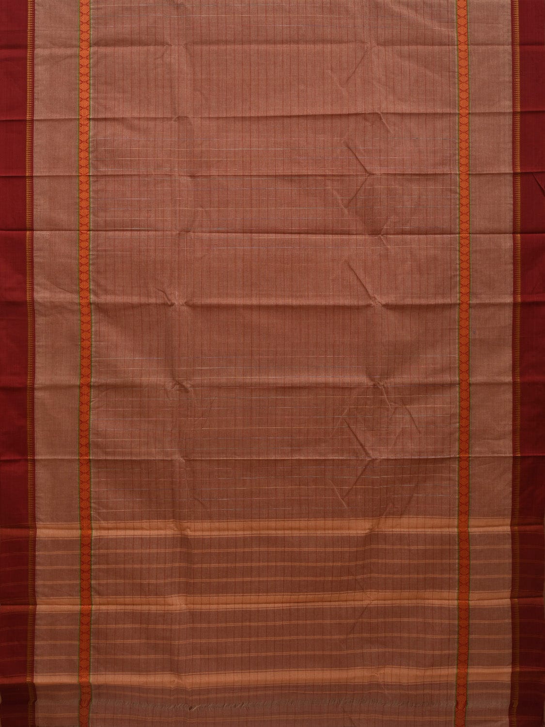 Light Brown Narayanpet Cotton Handloom Saree with Checks Design No Blouse np0630