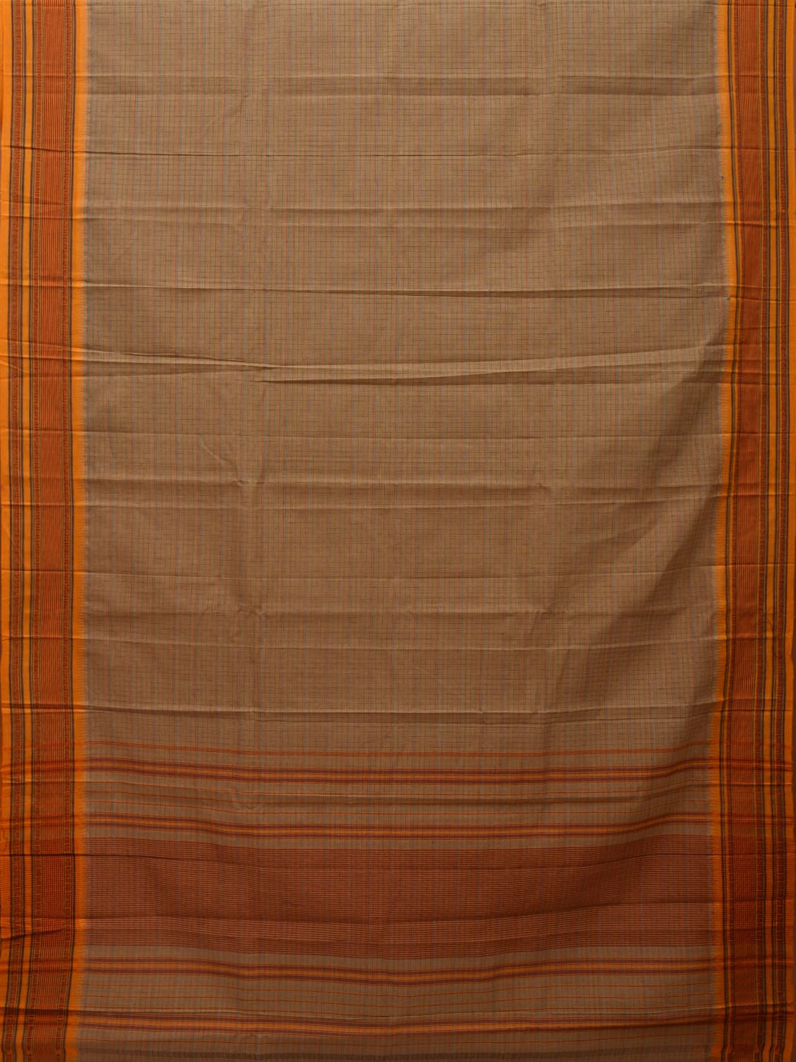 Light Brown Narayanpet Cotton Handloom Saree with Checks Design No Blouse np0649