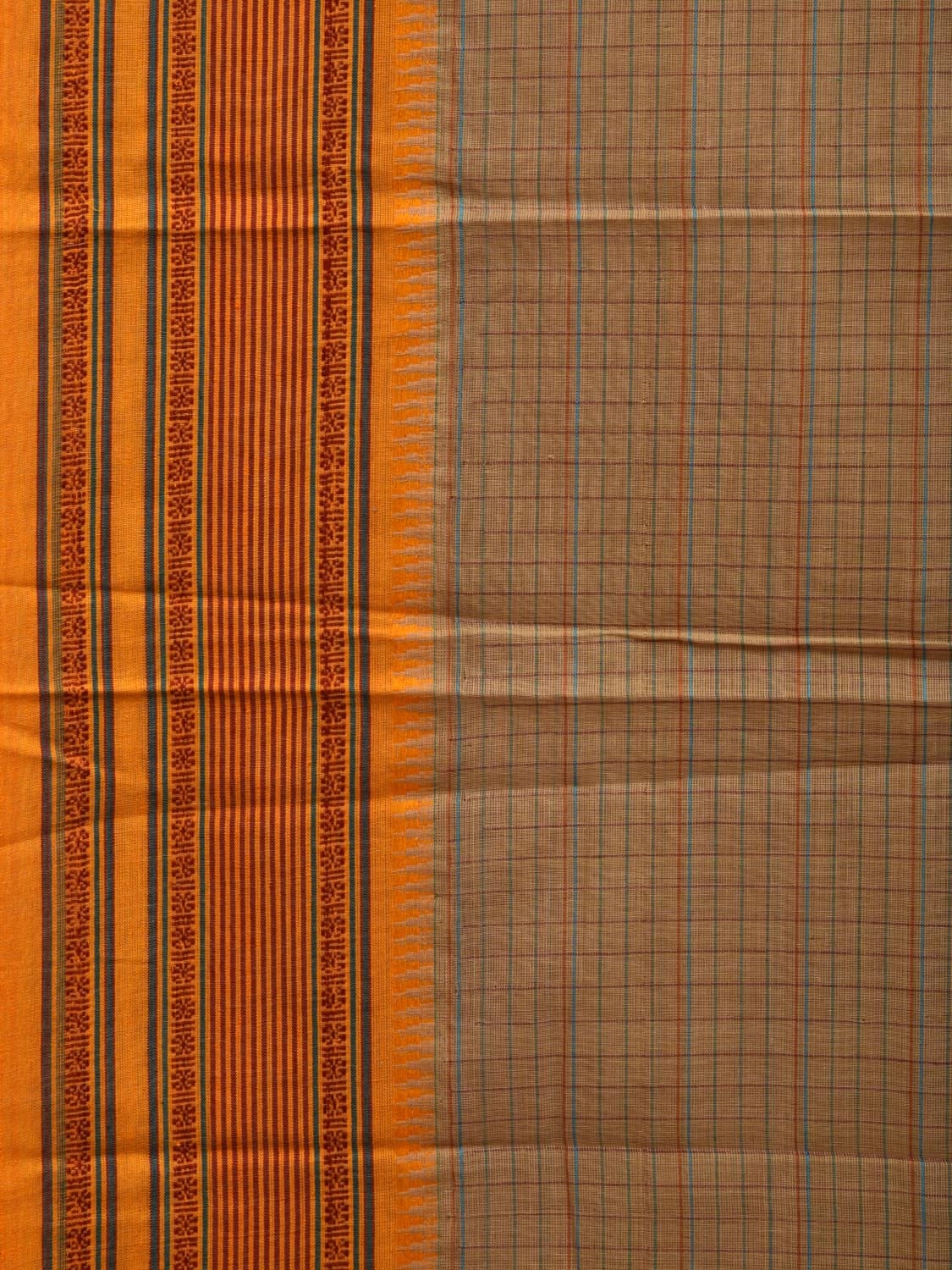 Light Brown Narayanpet Cotton Handloom Saree with Checks Design No Blouse np0649