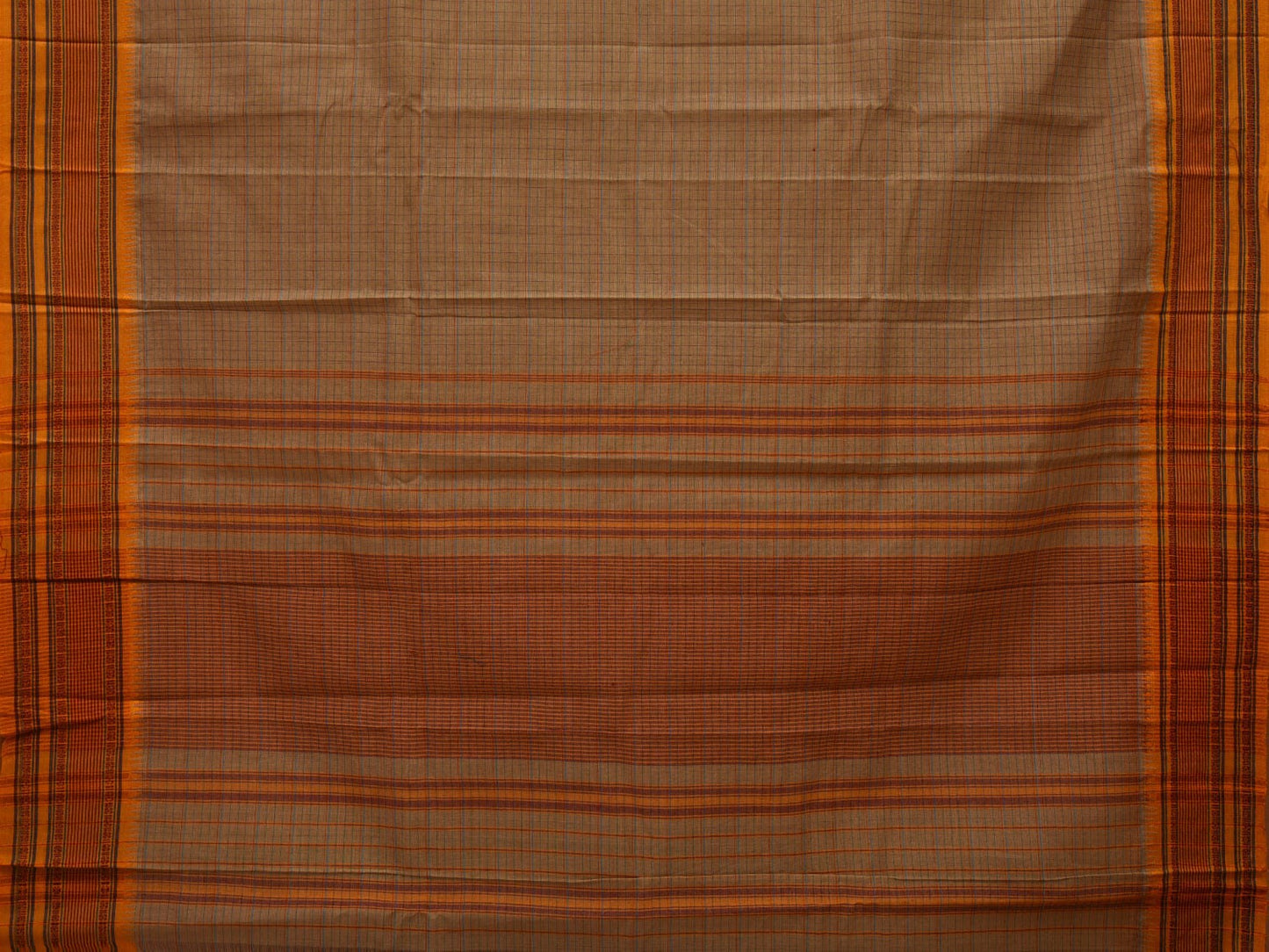 Light Brown Narayanpet Cotton Handloom Saree with Checks Design No Blouse np0649
