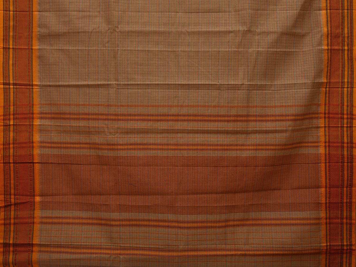 Light Brown Narayanpet Cotton Handloom Saree with Checks Design No Blouse np0649