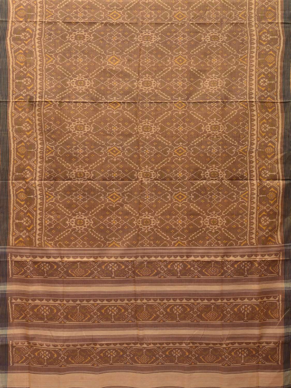 Light Brown Pochampally Ikat Cotton Handloom Saree with All Over Body Design i0637