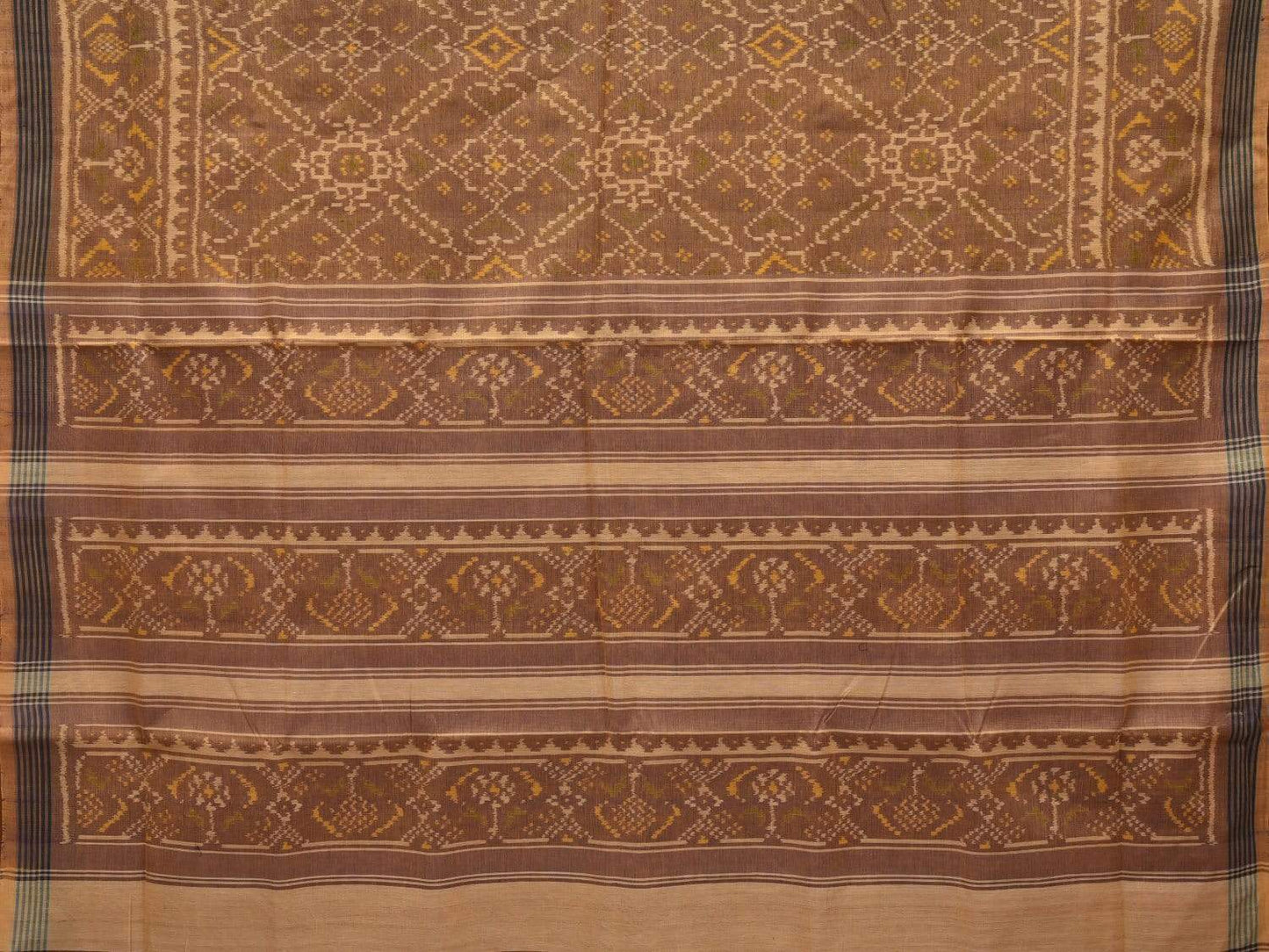 Light Brown Pochampally Ikat Cotton Handloom Saree with All Over Body Design i0637