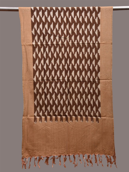Light Brown Pochampally Ikat Cotton Handloom Stole with Small Buta Design ds3647