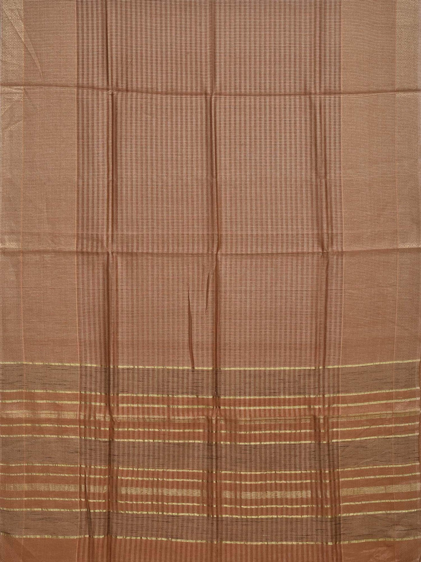 Light Brown Tussar Handloom Saree with Strips Design o0231