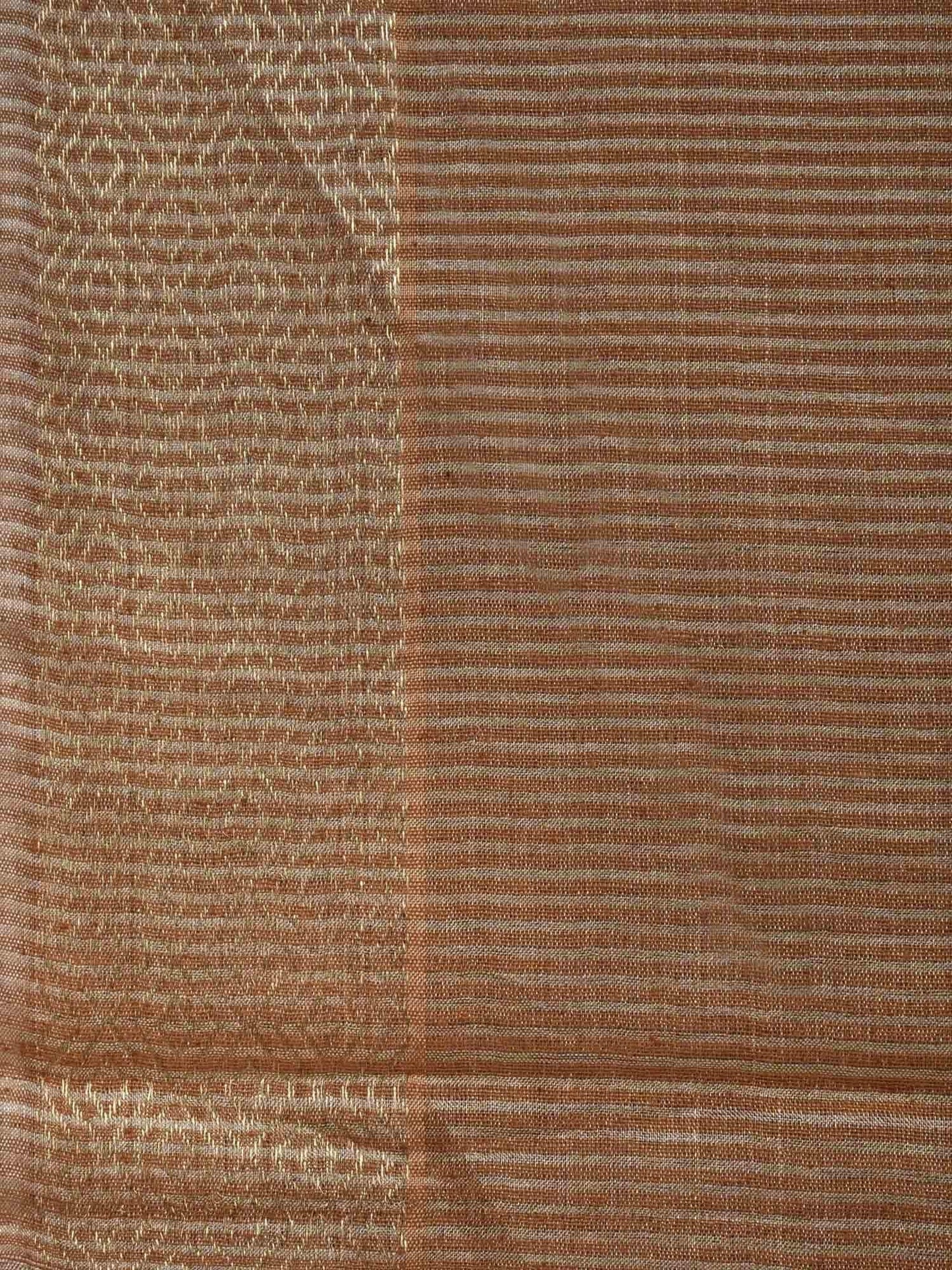 Light Brown Tussar Handloom Saree with Strips Design o0231