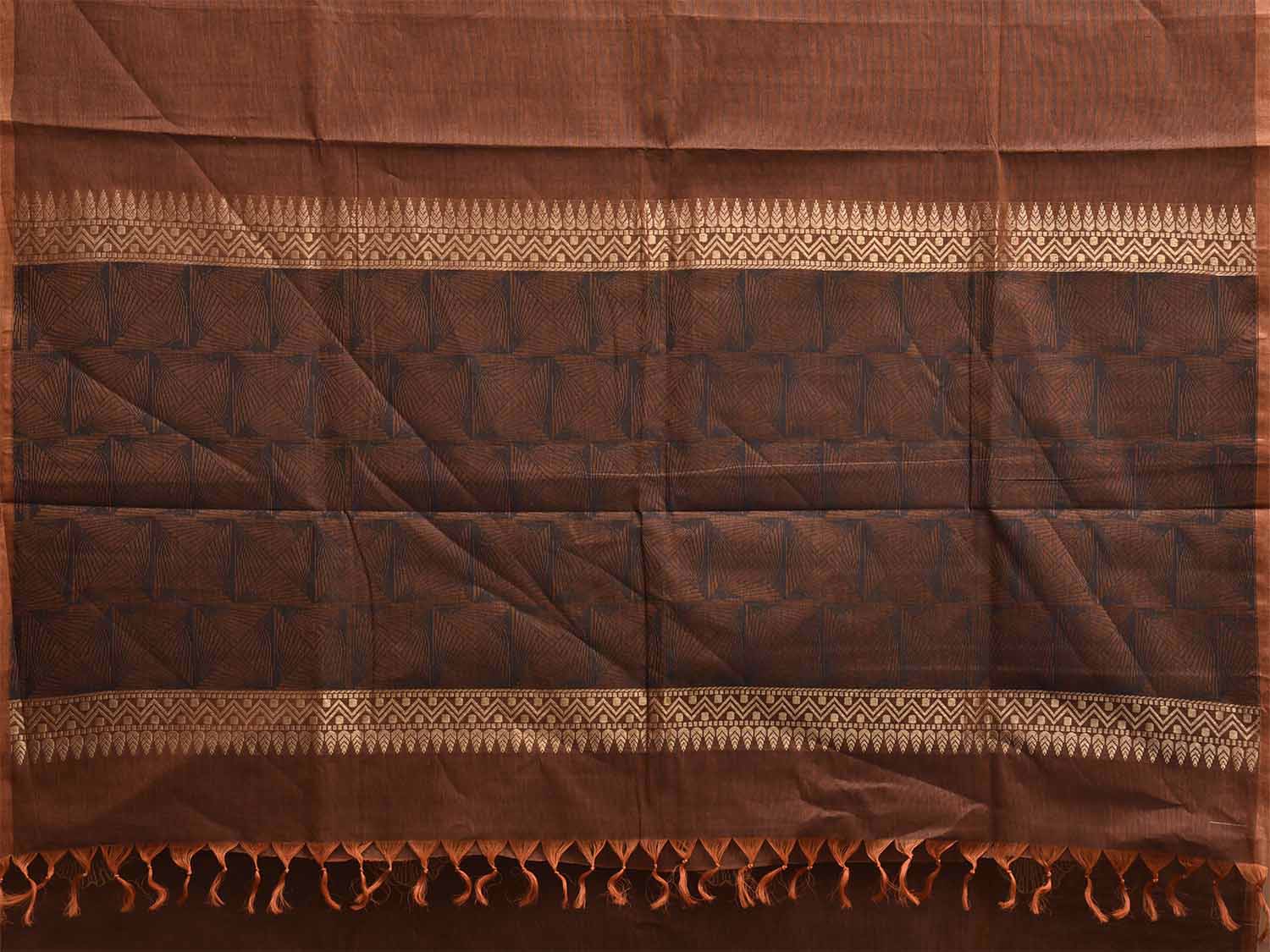 Light Brown Venkatagiri Cotton Saree with Leaves Buta and Pallu Design v0119