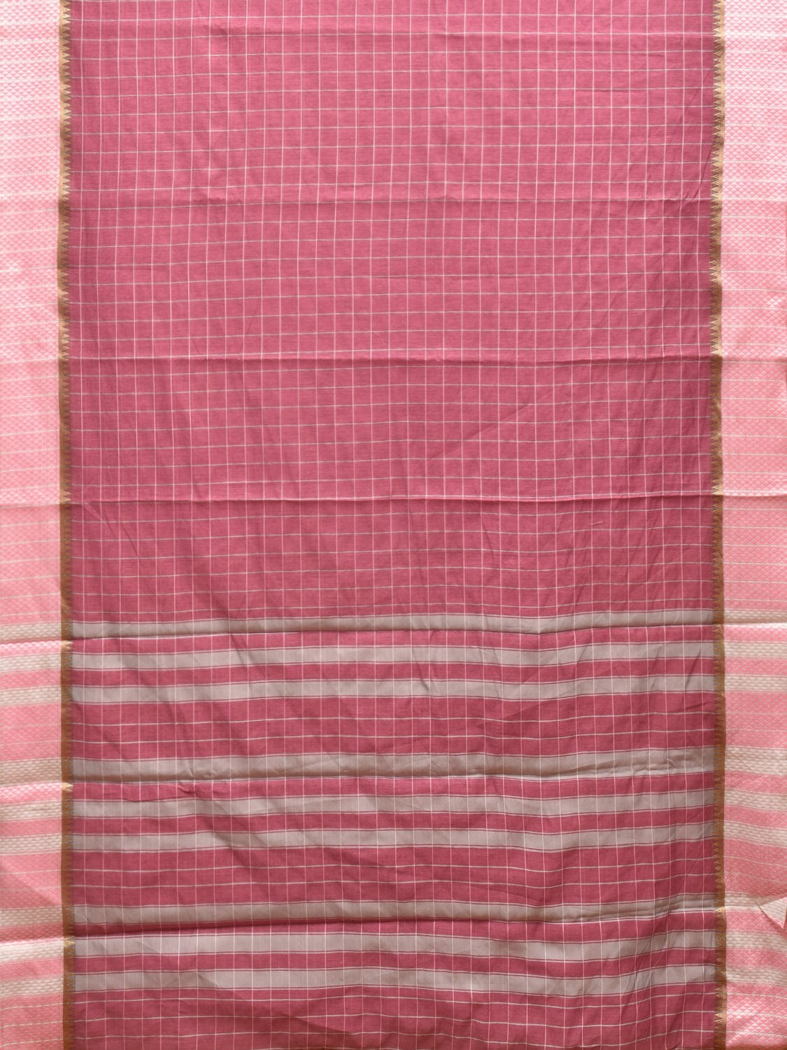 Light Burgundy and Baby Pink Bamboo Cotton Saree with Big Checks Design No Blouse bc0386