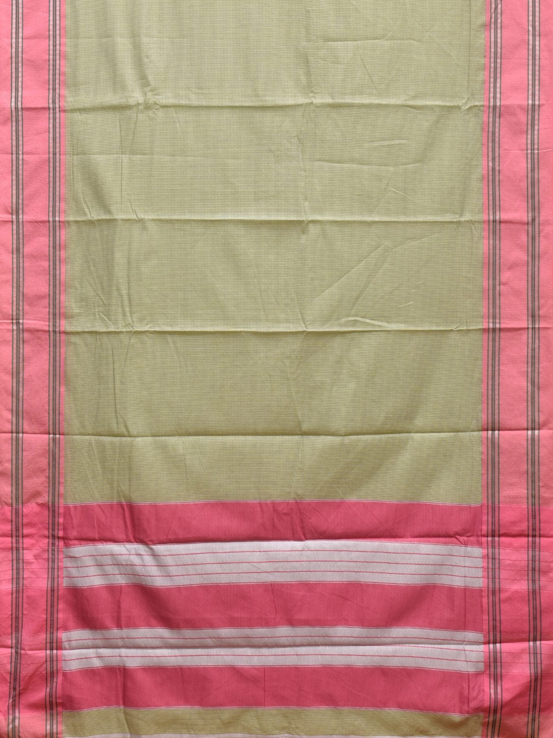 Light Green and Baby Pink Bamboo Cotton Saree with Small Checks Design No Blouse bc0288