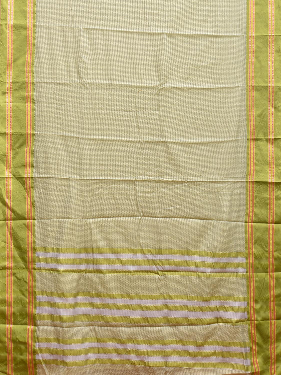 Light Green and Green Bamboo Cotton Saree with Small Checks Design No Blouse bc0689
