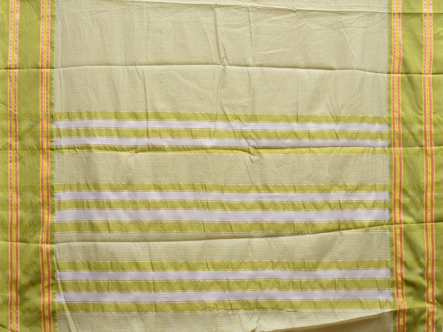 Light Green and Green Bamboo Cotton Saree with Small Checks Design No Blouse bc0689