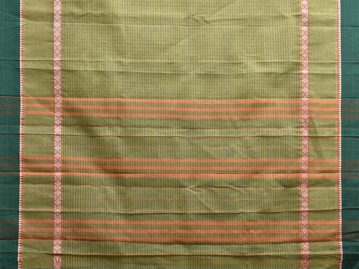 Light Green and Green Narayanpet Cotton Handloom Saree with Strips Design No Blouse np1141