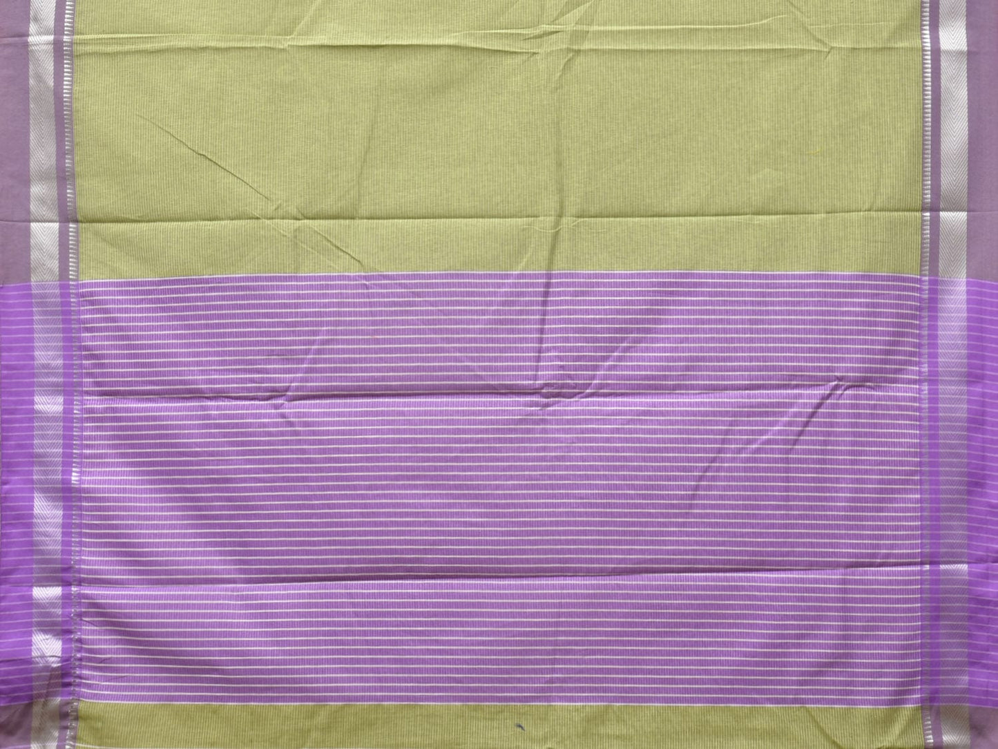 Light Green and Lavender Bamboo Cotton Saree with Strips Design No Blouse bc0232