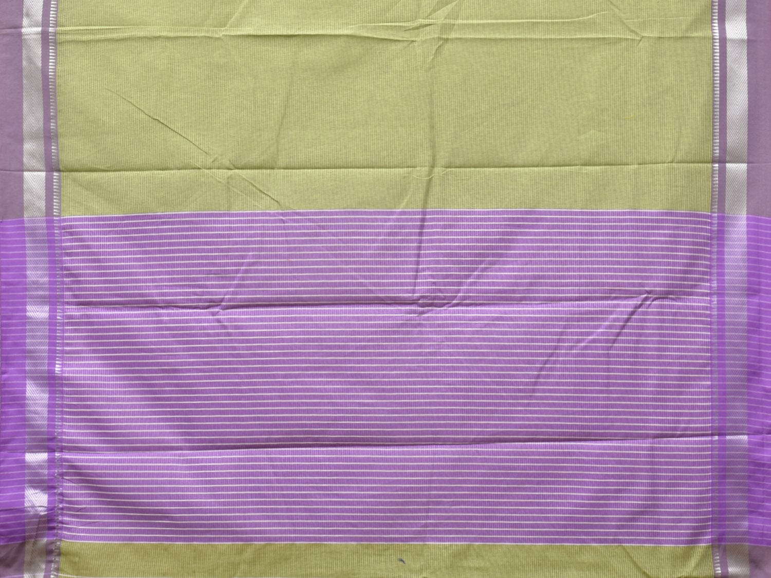 Light Green and Lavender Bamboo Cotton Saree with Strips Design No Blouse bc0232