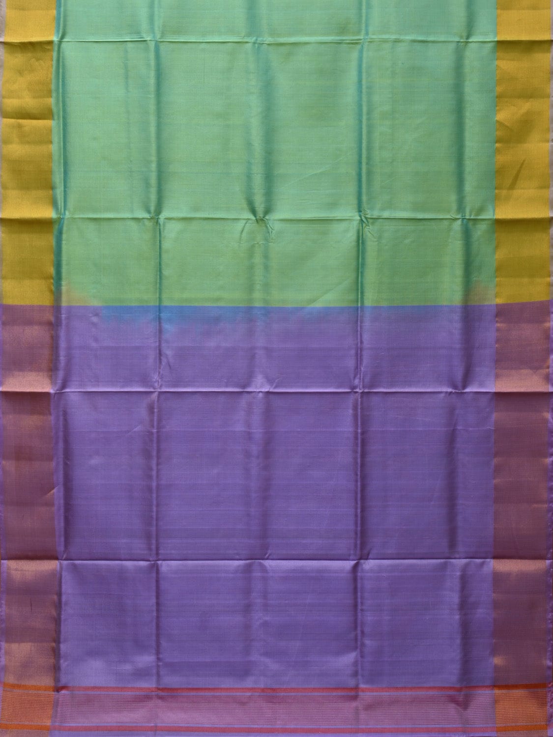 Light Green and Lavender Uppada Silk Handloom Plain Saree with Contrast Pallu Design u2208