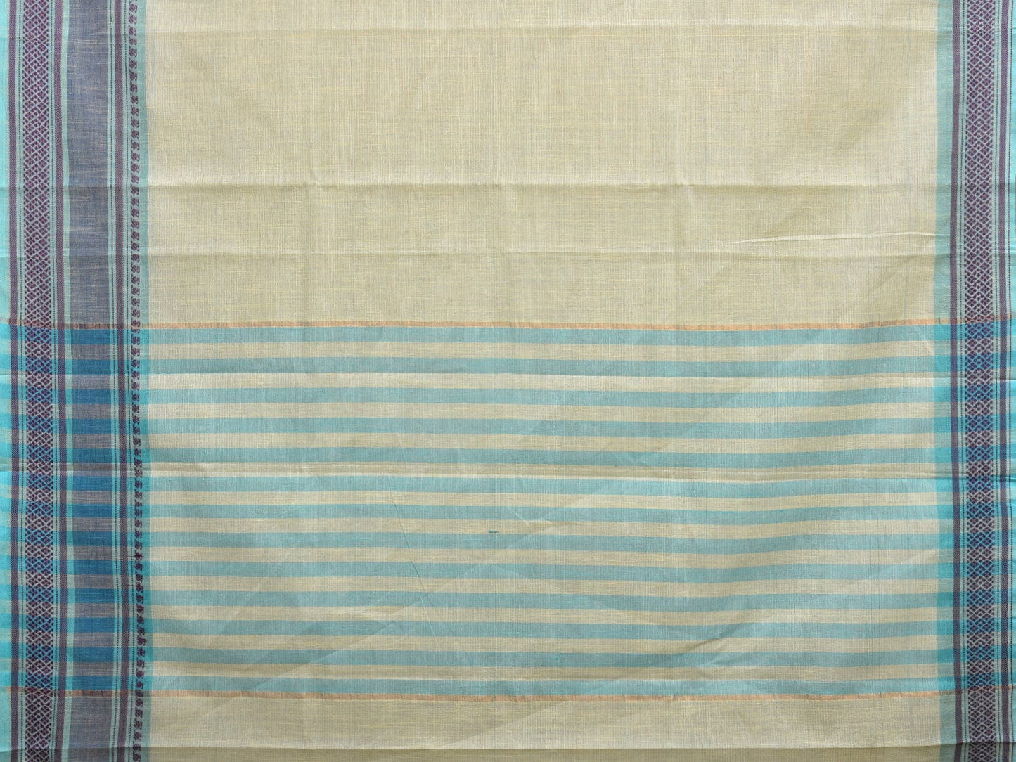 Light Green and Light Blue Kanchipuram Cotton Saree with Strips Pallu and Border Design k0529