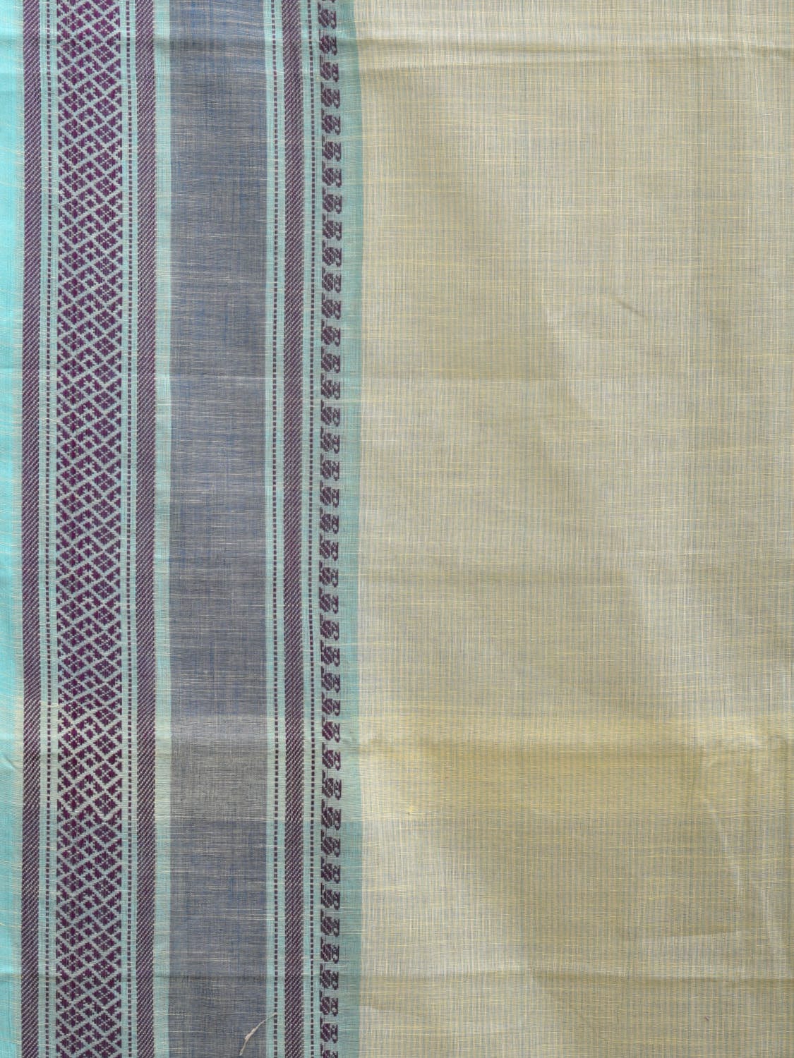 Light Green and Light Blue Kanchipuram Cotton Saree with Strips Pallu and Border Design k0529