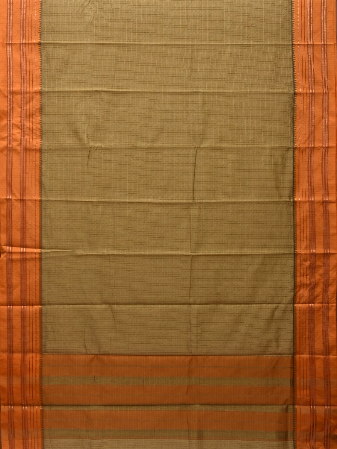 Light Green and Mustard Bamboo Cotton Silk Saree with Checks Design bc0052