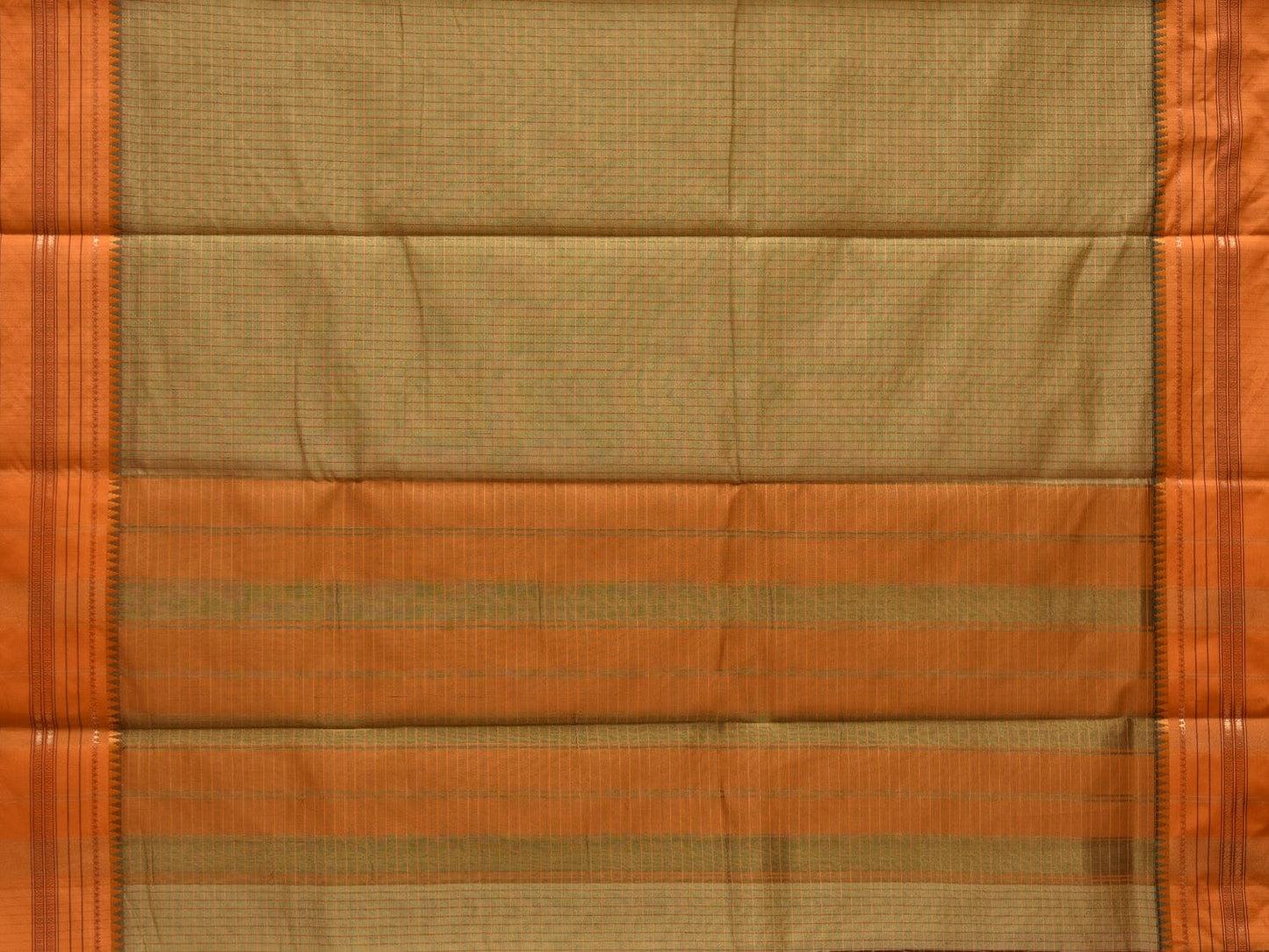 Light Green and Mustard Bamboo Cotton Silk Saree with Checks Design bc0052