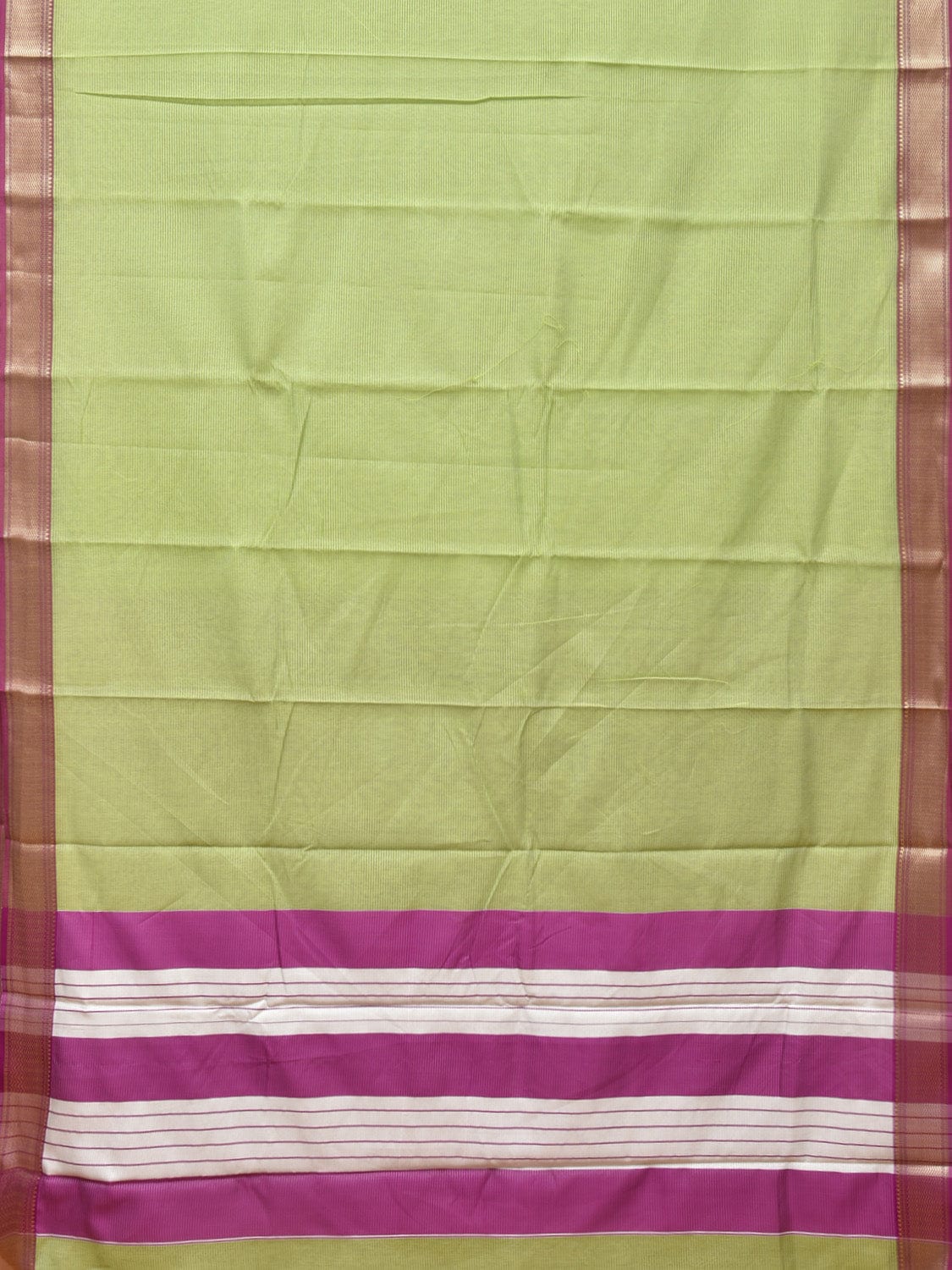 Light Green and Purple Bamboo Cotton Saree with Strips Design No Blouse bc0183