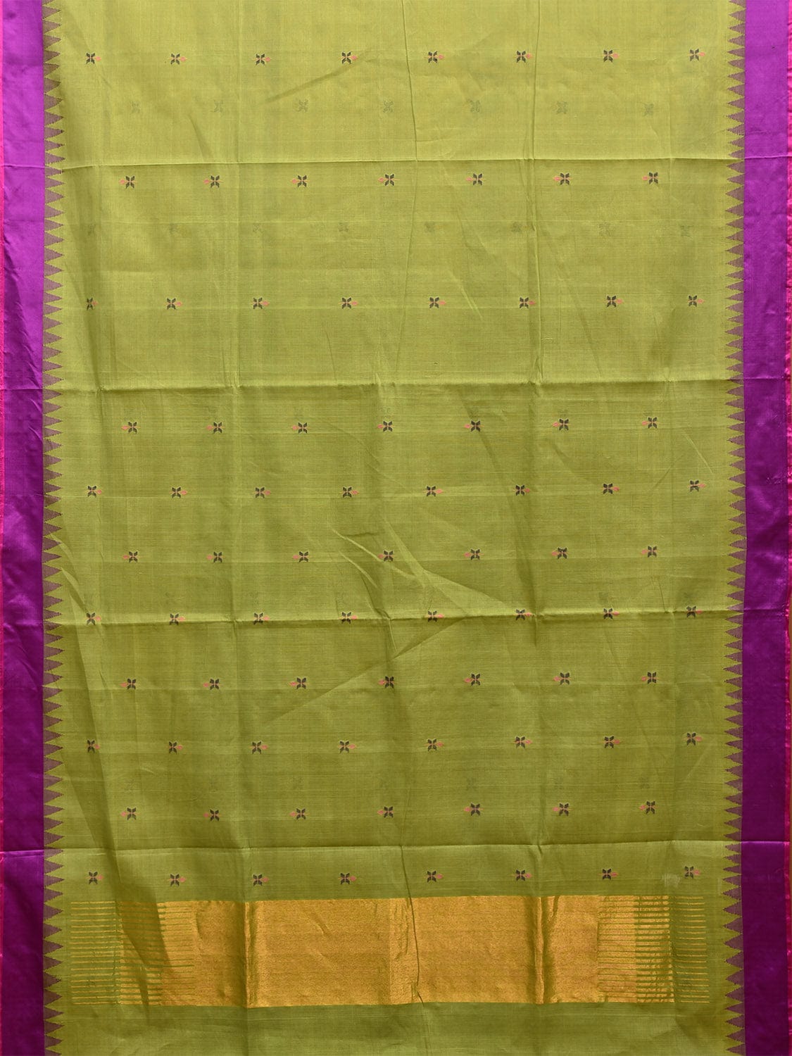 Light Green and Purple Khadi Cotton Handloom Saree with Jamdani Buta Design kh0689