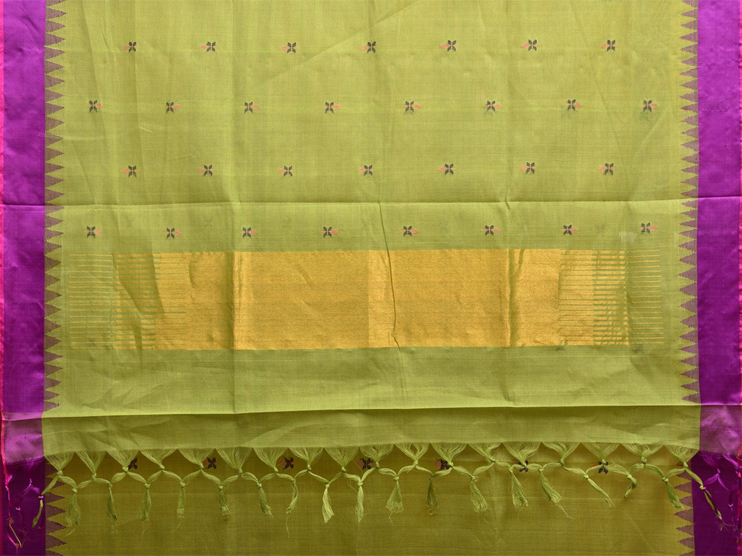 Light Green and Purple Khadi Cotton Handloom Saree with Jamdani Buta Design kh0689