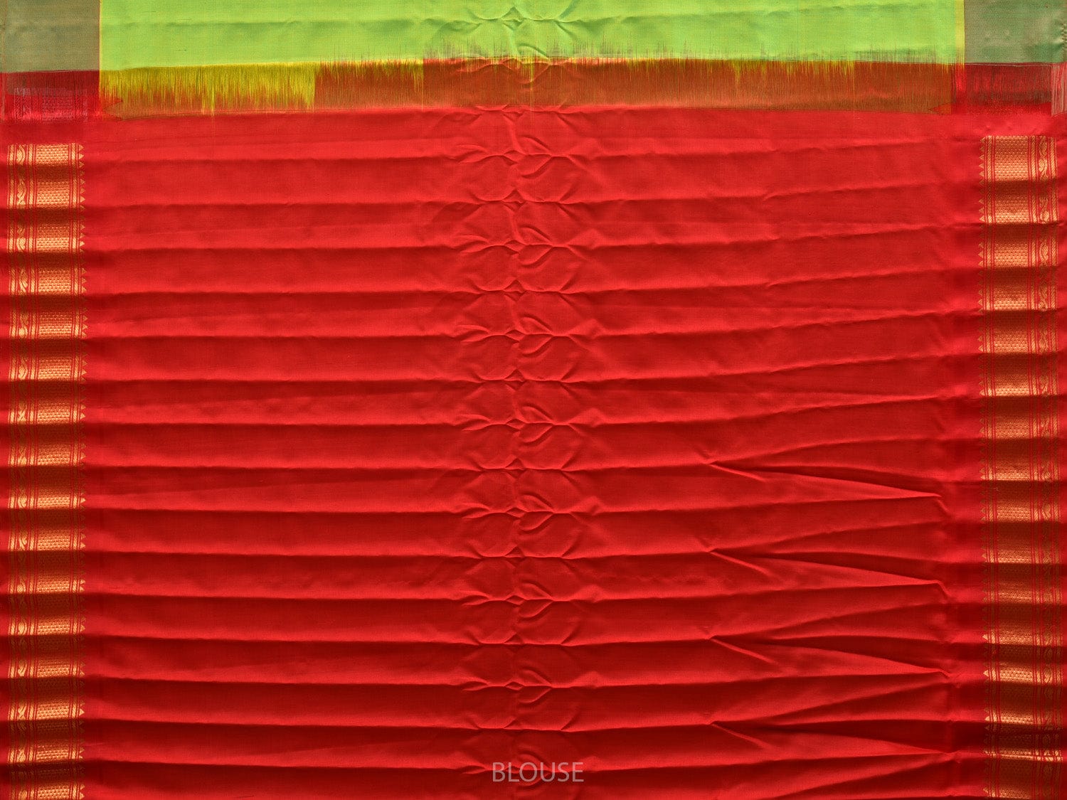 Light Green and Red Gadwal Silk Handloom Saree with Mango Pallu Design g0316