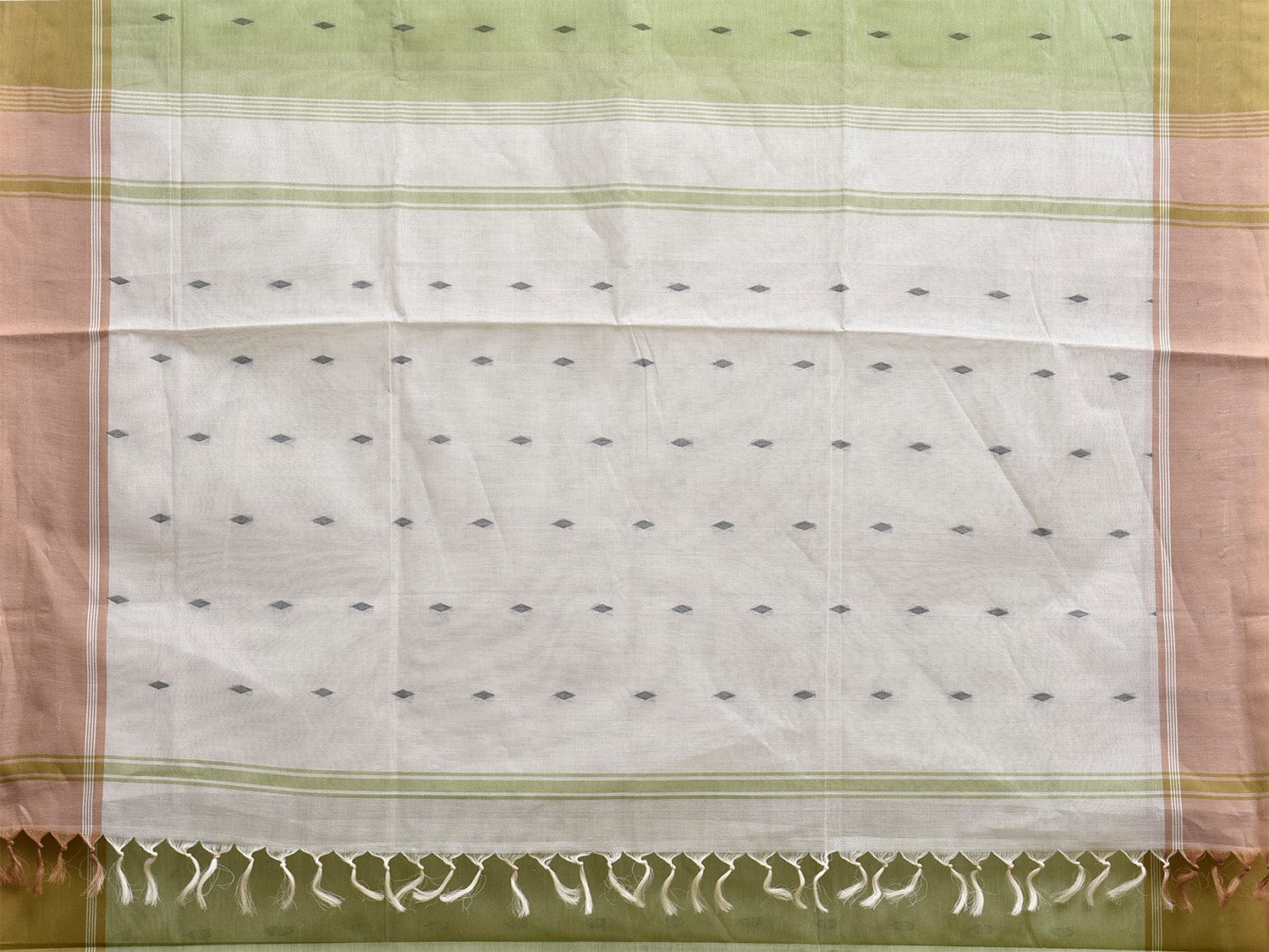 Light Green and White Venkatagiri Cotton Saree with Contrast Pallu Design v0135