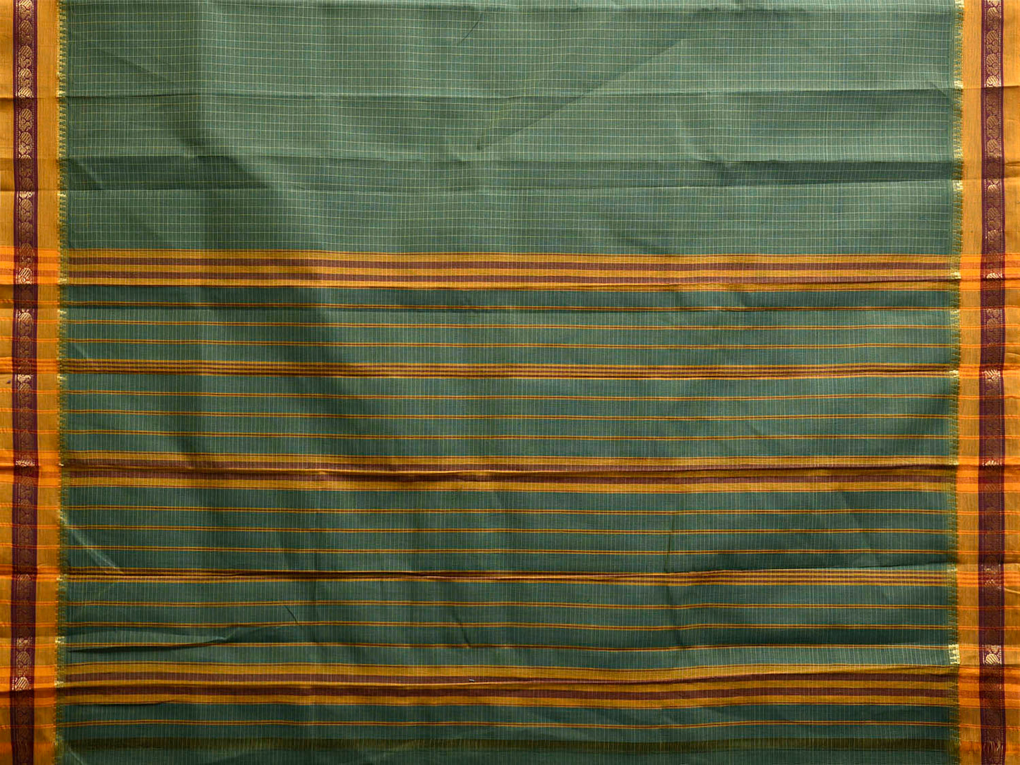 Light Green and Yellow Narayanpet Cotton Handloom Saree with Strips Design No Blouse np1144